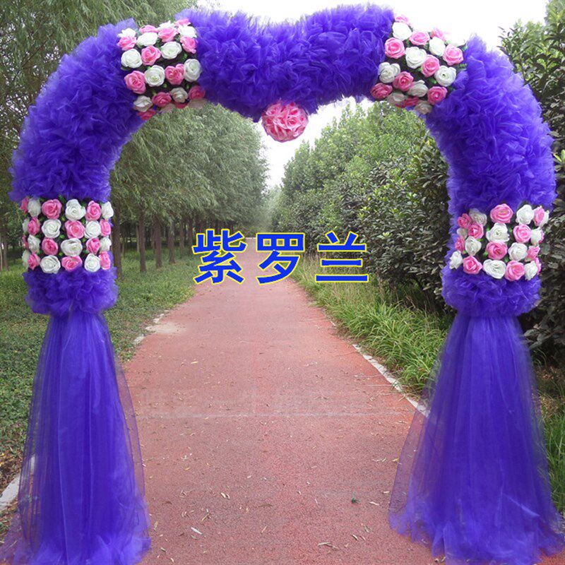 婚庆花门绢花拱门结婚礼花拱门幸福门开业店庆绢花拱门雪纱花门架