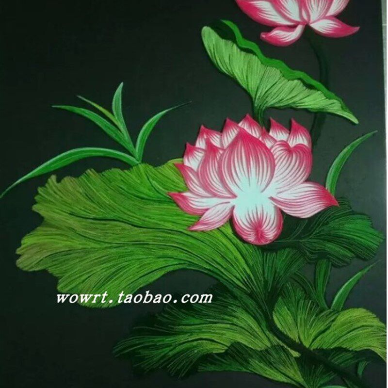 包邮新手衍纸植物荷花莲花底稿线稿图立体彩纸家居装饰画手工材料