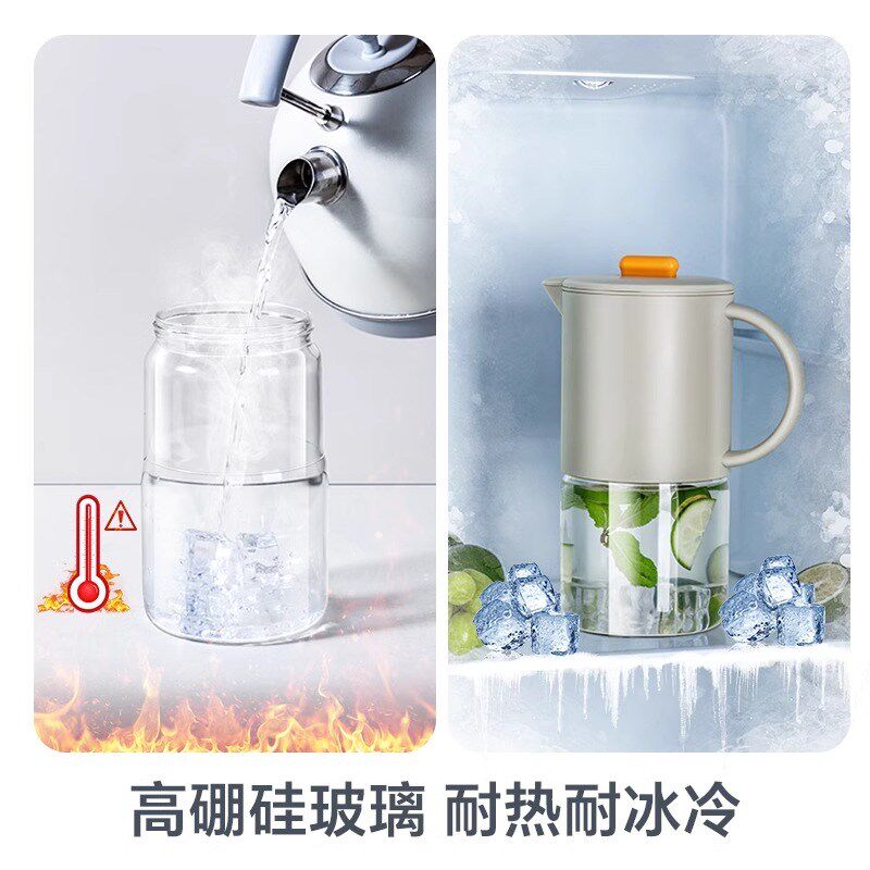 大容量凉水壶玻璃密封耐高温家用凉白开水冷水壶冰箱果汁扎壶套装