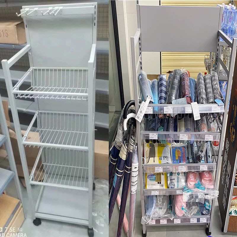 美宜佳雨伞置物货架便利店收纳店铺带轮可移动多功能自动推拉定制图片