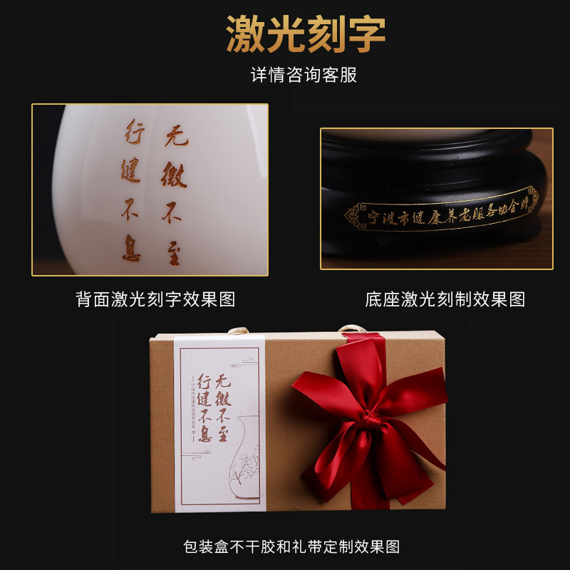 戴玉堂陶瓷花瓶摆件新中式客厅莲花干花插花小瓶子玄关电视柜桌面