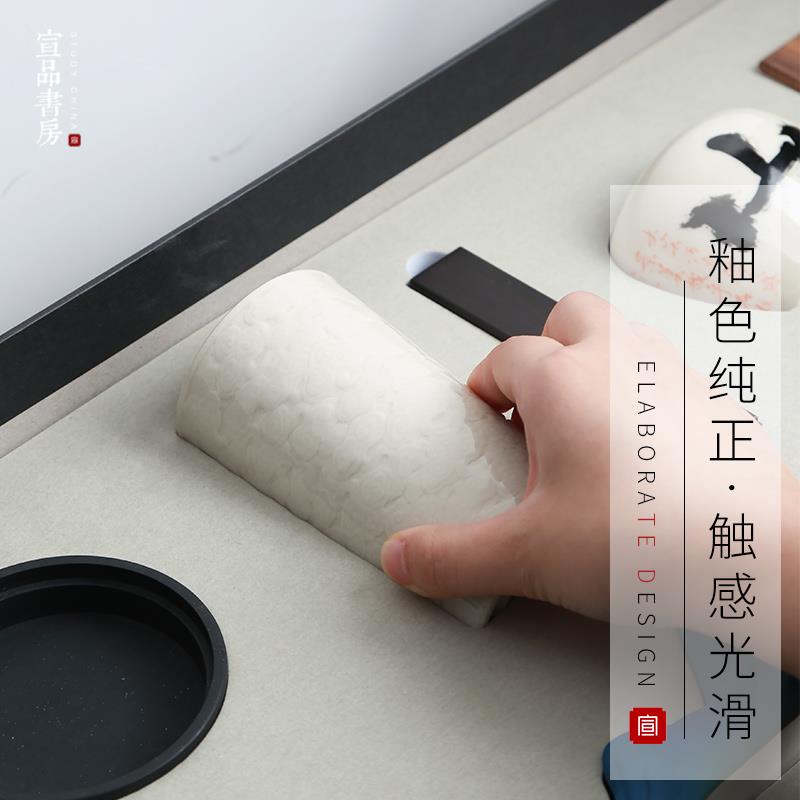 笔筒陶瓷景德镇复古简约大容量圆形中国风初学者书法国画装毛笔的