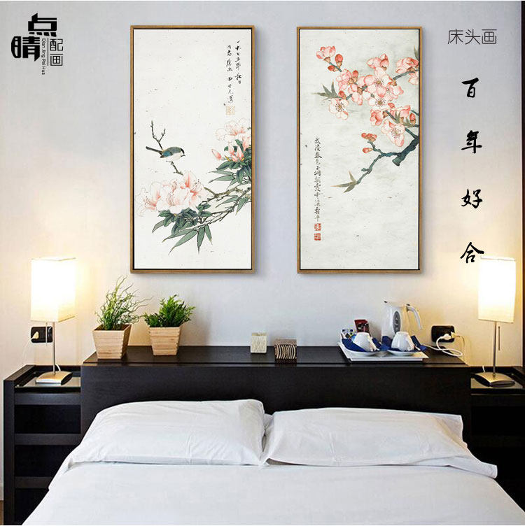 水墨花鸟禅意挂画国画玄关沙发背景墙画新中式组合壁画客厅装饰画