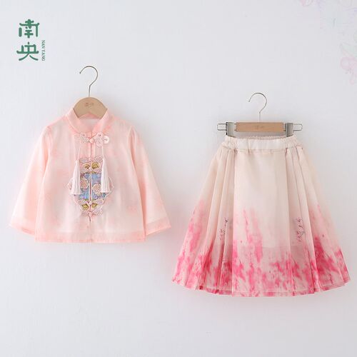 改良马面裙女童汉服春夏季薄款儿童唐装小女孩超仙古装宝宝中国风
