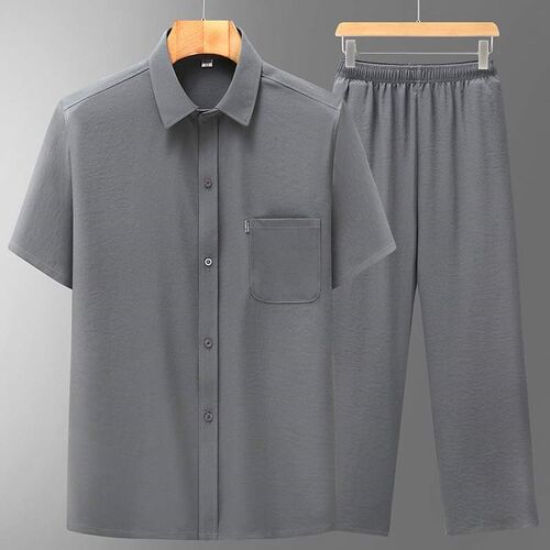 男春夏装外套中国风爷爷薄款衬衫唐装中老年汉服老人衣服爸爸套装