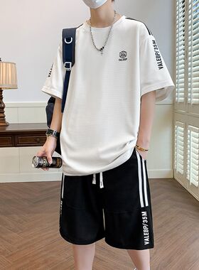 夏季薄款短袖t恤男孩12-15岁初中学生帅气青少年大童男装运动套装