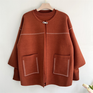 妈妈秋冬款外套毛衣婚宴礼服两件式套装中老年人女装奶奶上衣羊毛