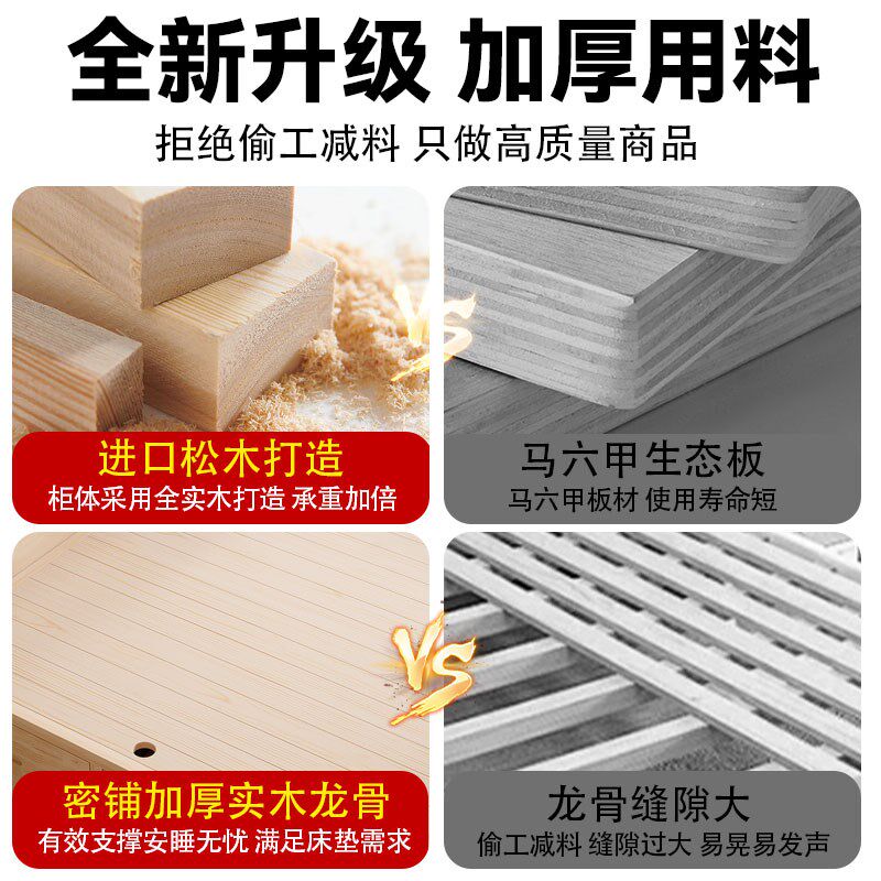 实木衣柜床小户型儿童房一体靠墙多功能组合储物床男孩女孩榻榻米