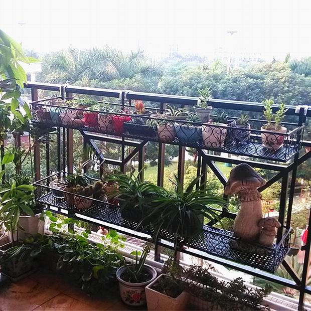 加宽欧式包邮双层阳台栏杆花架悬挂多层铁艺多肉花盆架绿萝架子
