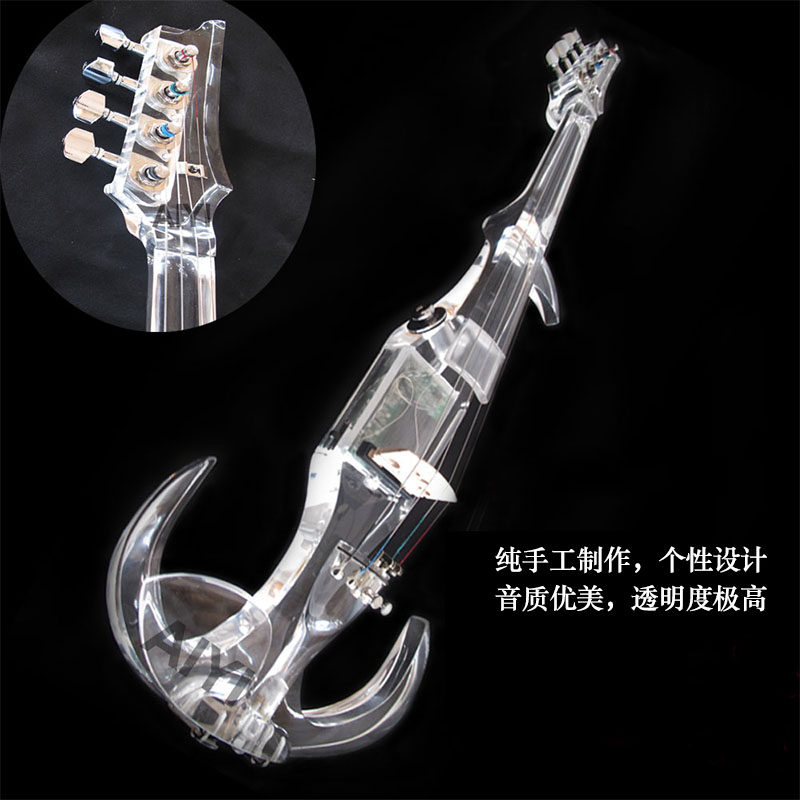 新款吉它琴头水晶小提琴 水晶电子小提琴  透明电子小提琴