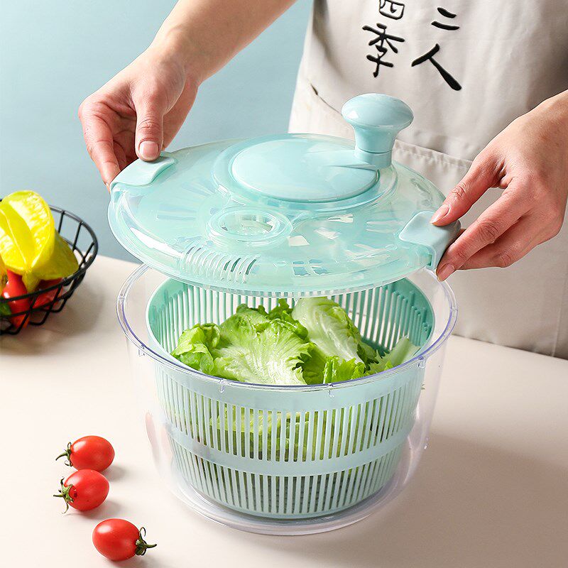 蔬菜脱水器甩干机厨房多功能手动沙拉洗菜沥水甩油神器控水篮家用