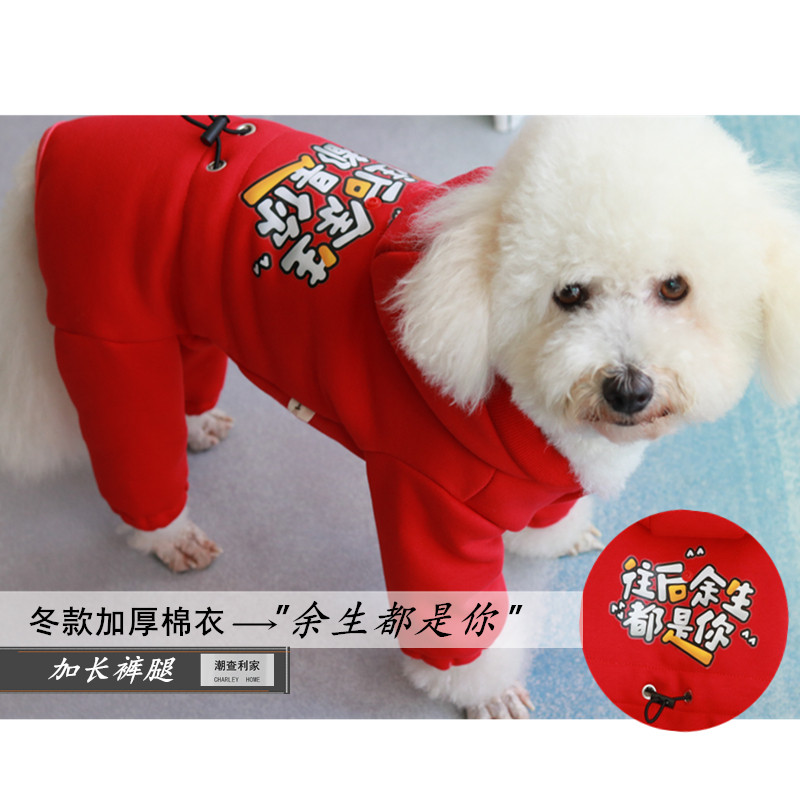 宠物冬装加厚保暖棉衣泰迪比熊雪纳瑞犬长腿加厚狗狗四脚冬款衣服