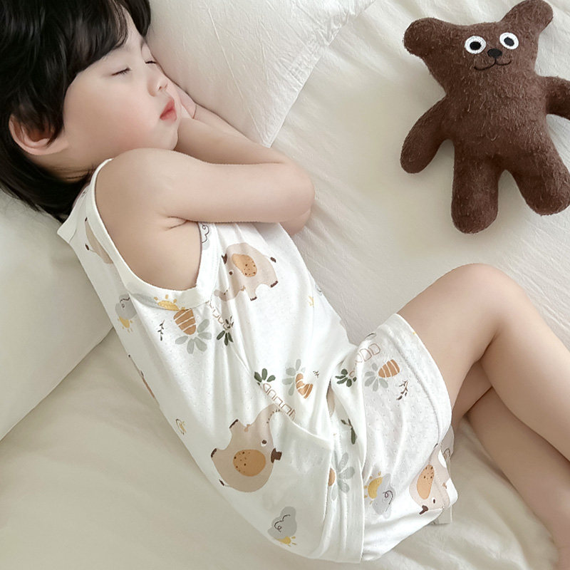 男童睡衣夏款儿童背心套装夏季薄款家居服小孩宝宝空调服男宝睡袋图片