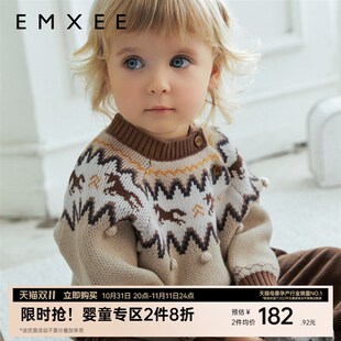 嫚熙童装费尔岛套头毛衣秋冬保暖男女宝宝内搭针织上衣外穿套头衫