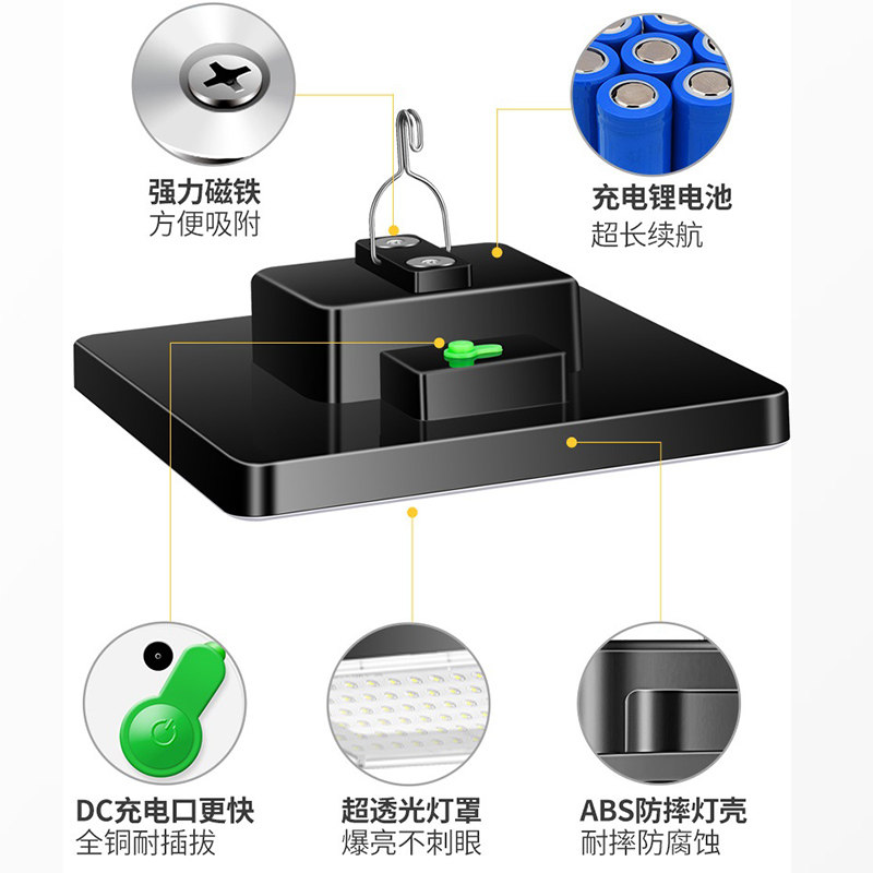 地摊专用LED照明灯 户外露营高亮度可携式充电灯 长续航夜市摆摊