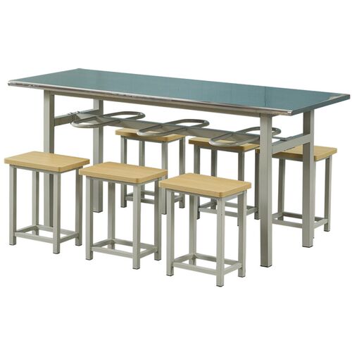 职工单位食堂餐桌椅组合4人6人位公司员工快餐桌学校食堂挂凳桌椅