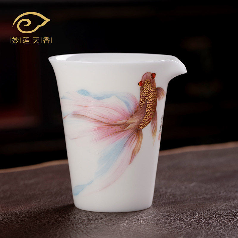 妙莲天香中式冰晶玉瓷悠然公道杯高档茶海分茶器茶杯功夫茶具茶配