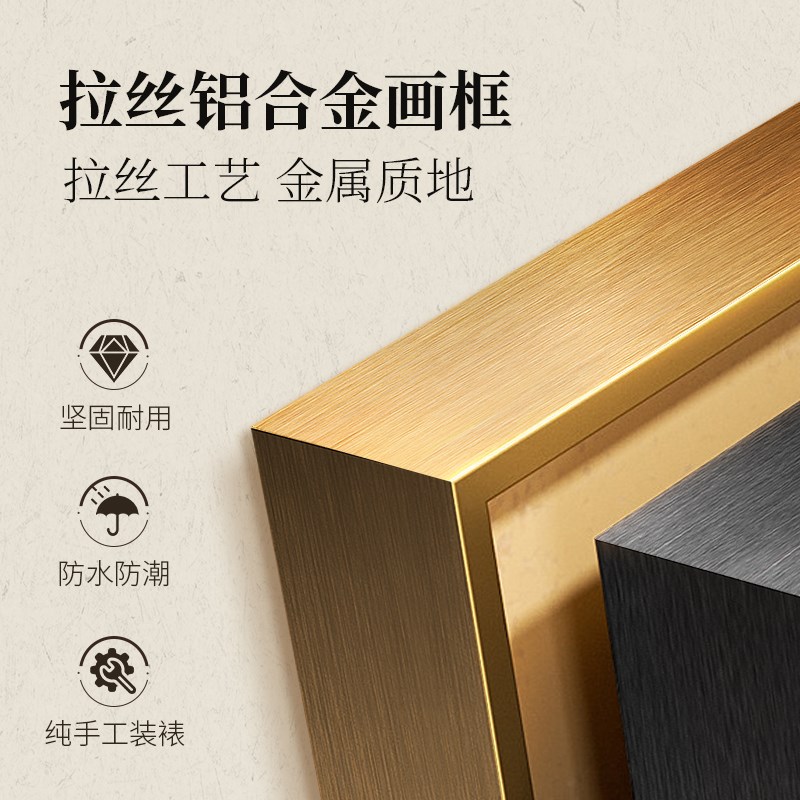 中古式挂画风镜面装饰画新中式客厅花鸟图案卧室镜子挂画高级感
