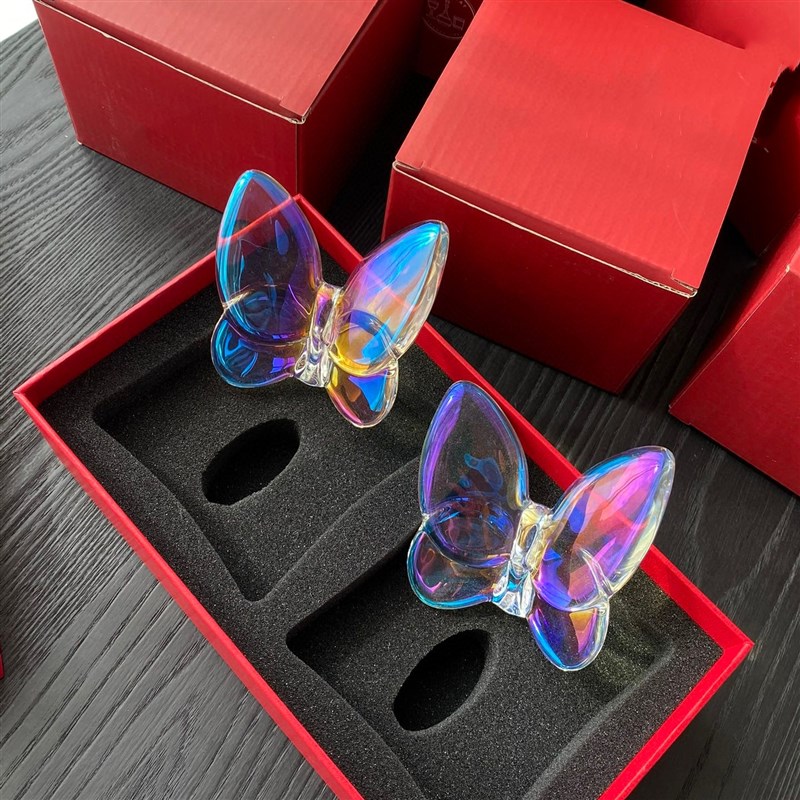 北欧简约浪漫幻彩翩翩幸运水晶蝴蝶摆件桌面饰品酒柜玄关家居礼物