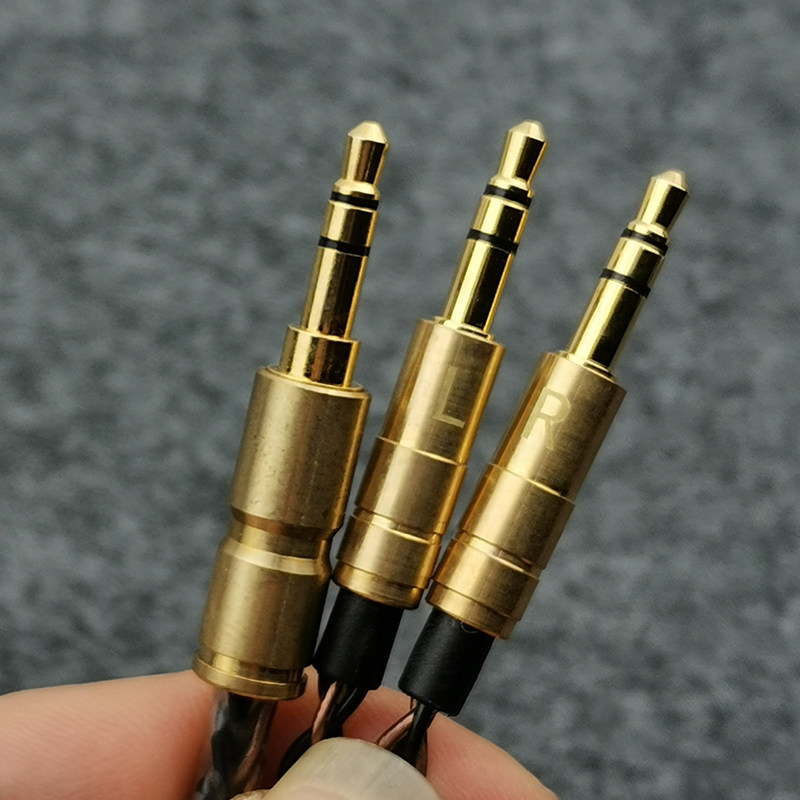 头戴式耳机升级线铜银八股混编一分二音频线双头3.5mm可拔双插头