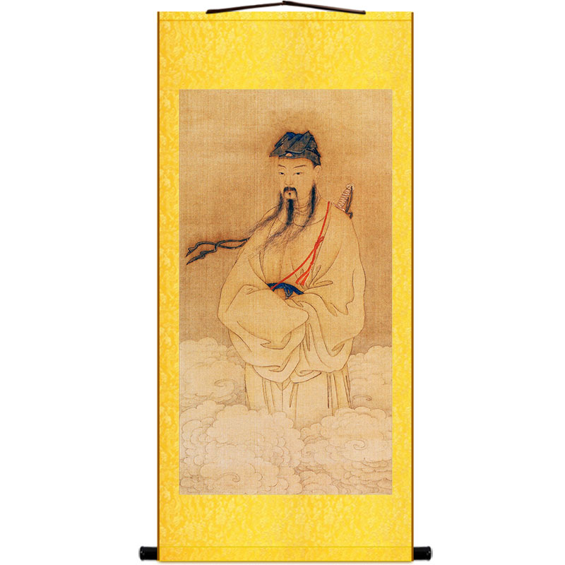 吕洞宾明代画像 吕祖全真派祖师神像画 丝绸画卷轴挂画神仙装饰画