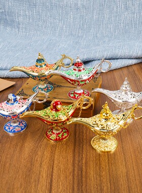 俄罗斯欧式复古新款小号阿拉丁神灯家居摆件神灯许愿灯工艺品礼品