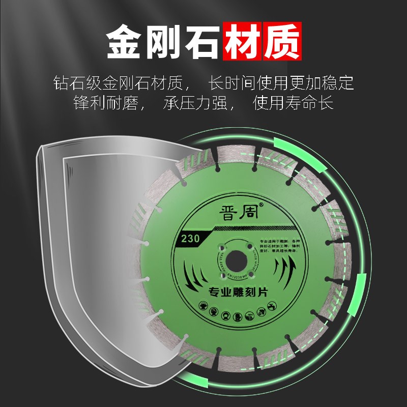 晋周230金刚石锯片180/190/210石材混凝土专用切割片水泥开槽切桩图片