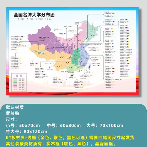全国大学励志海报名校分布图挂画名校简介墙贴985211介绍教室布置