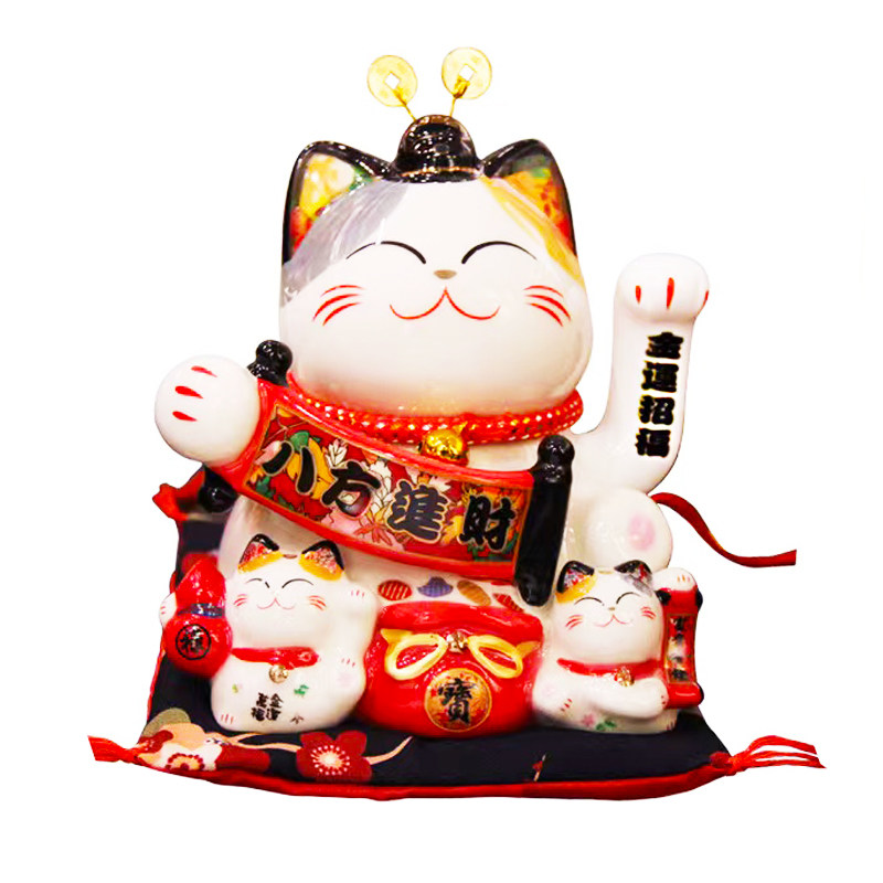 小号招财猫开业生意兴隆自动摇手招财存钱罐前台门店客厅礼品摆件