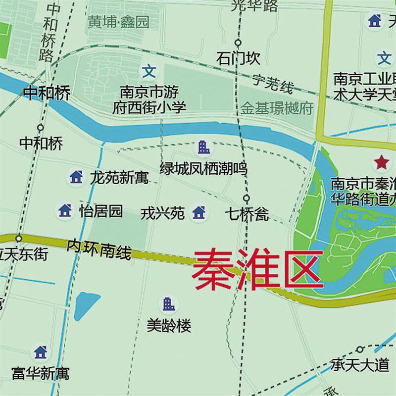 2023新款南京市区地图贴图办公室挂图高清防水墙壁贴超大装饰画定