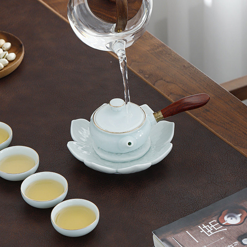 青瓷旅行茶具套装便携包侧把壶户外一壶四杯家用日式干泡茶盘壶承