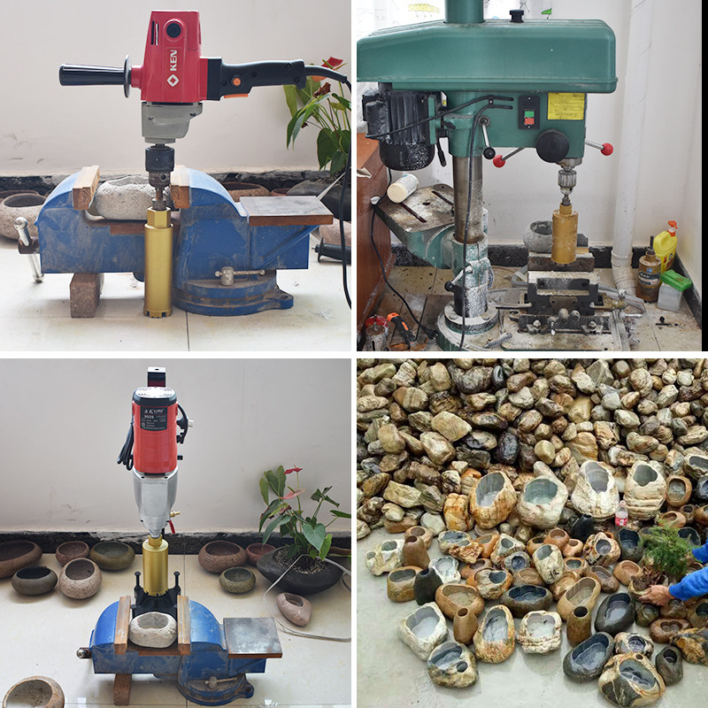 鹅卵石花盆钻头工具套装石头开孔器墙壁干打短水钻头打磨雕刻全套