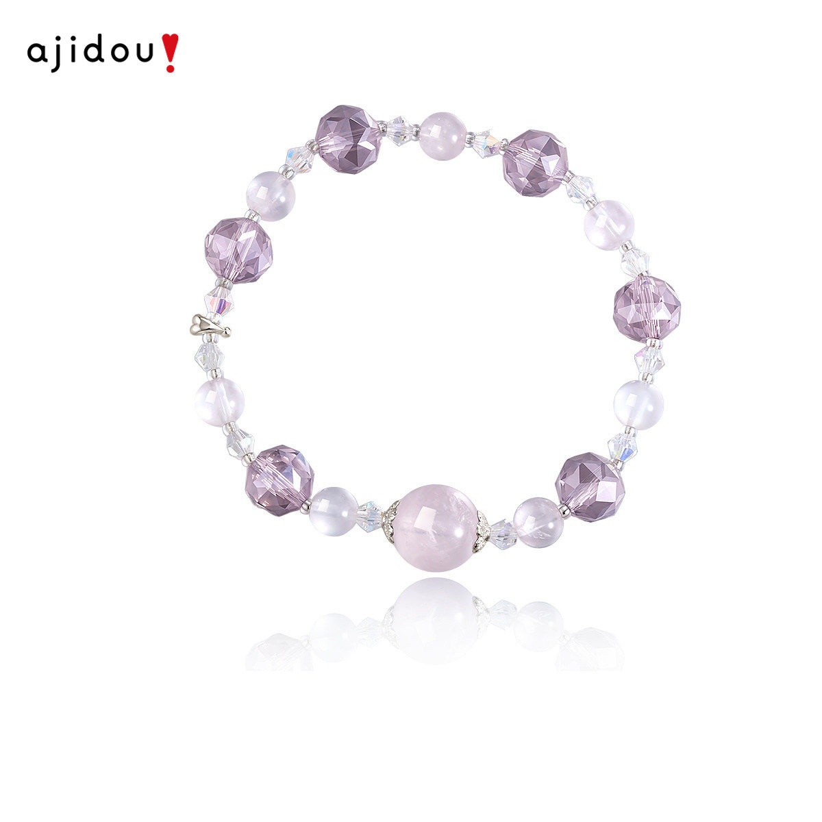 AJIDOU阿吉豆手链女款粉红水晶手串轻奢精致小众生日礼物手饰品