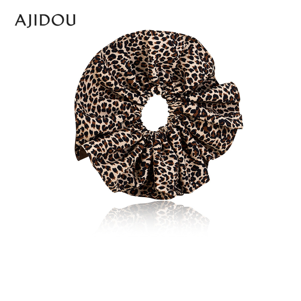 AJIDOU阿吉豆发饰欧美百搭豹纹发圈超大缎面发绳高级感马尾辫头圈