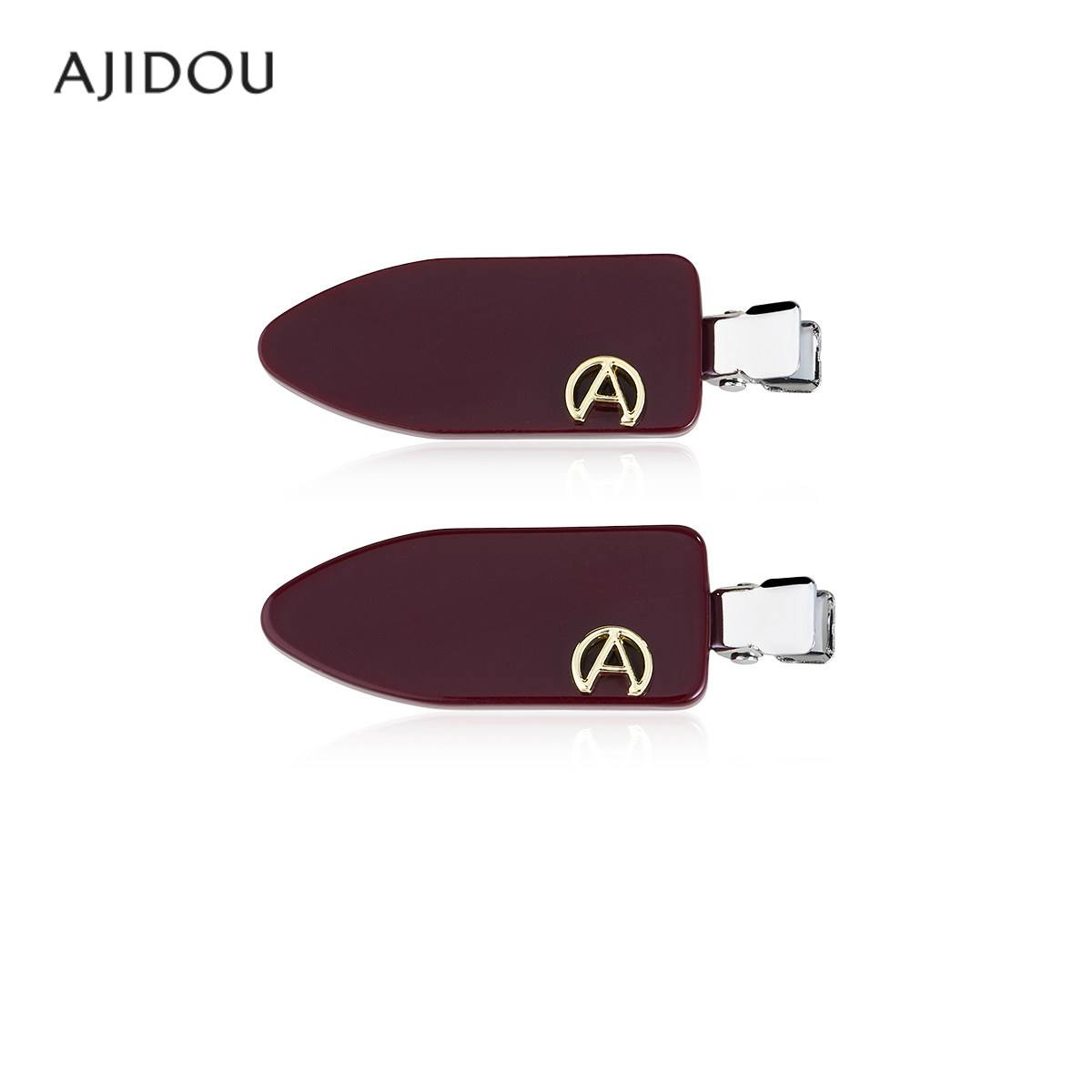AJIDOU阿吉豆发夹女红色几何侧边夹时尚鸭嘴夹简约前额碎发夹发饰