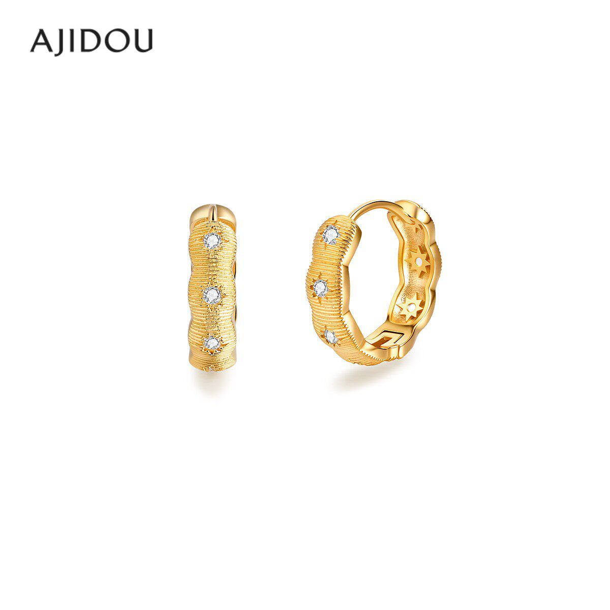 AJIDOU阿吉豆耳环女金色星星耳圈复古摩登设计感耳钉小众轻奢耳饰