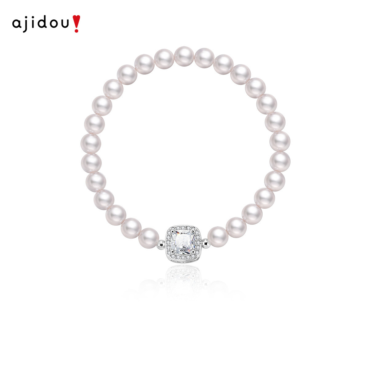 AJIDOU阿吉豆手链女款白色水晶珍珠手串轻奢精致生日礼物手饰品