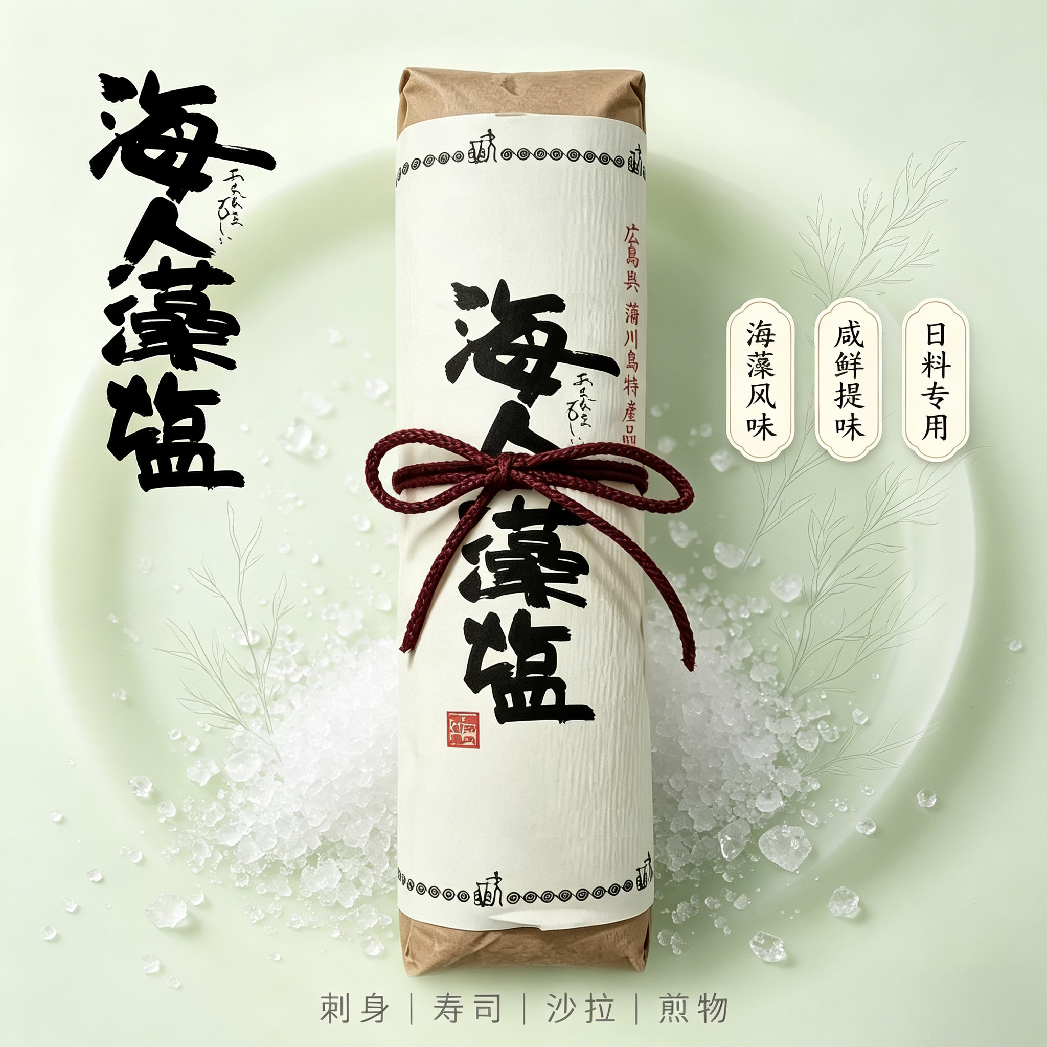 濑户内海古法晒制日本进口海藻盐500g 日料调味盐寿司天妇罗蘸料