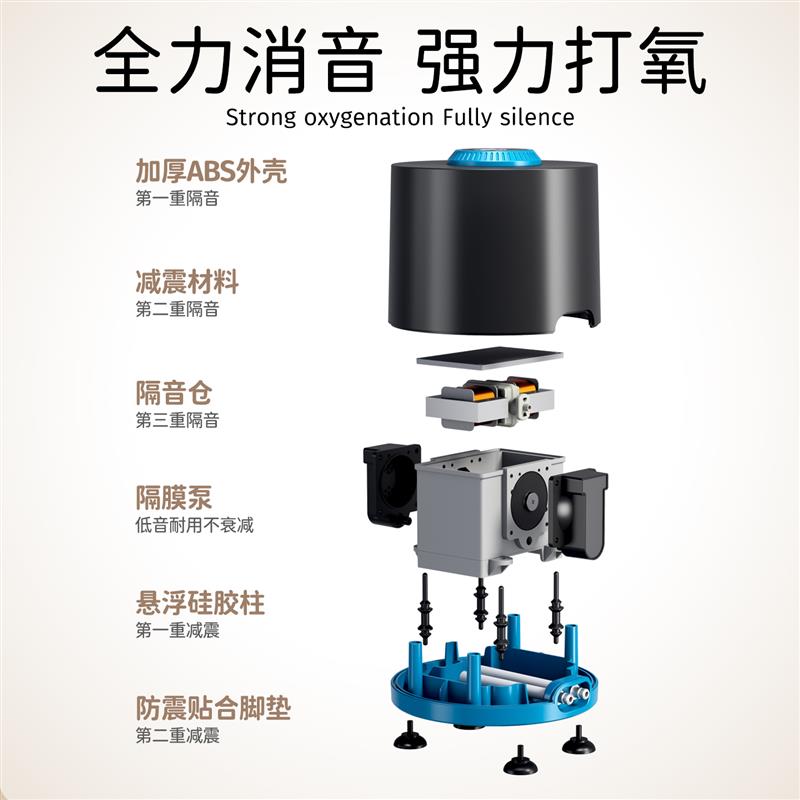 鱼缸氧气泵超静音小型增氧泵养鱼专用打氧充氧机大气量鱼缸增氧泵