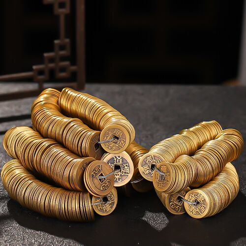 五帝钱门对门纯铜钱串古币入户门石下压的门槛石1串200个六帝钱串
