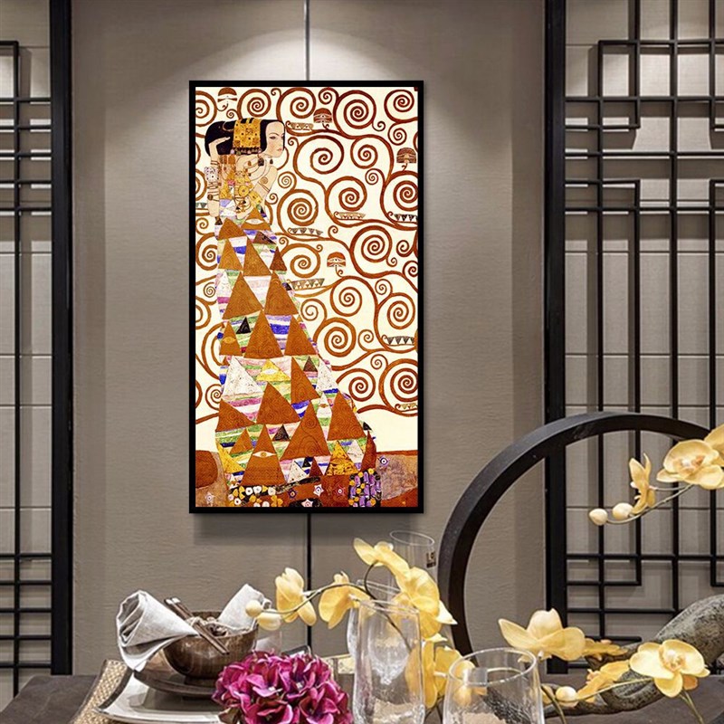克里姆特生命之树欧式油画酒吧餐厅客厅卧室走廊玄关竖幅装饰画
