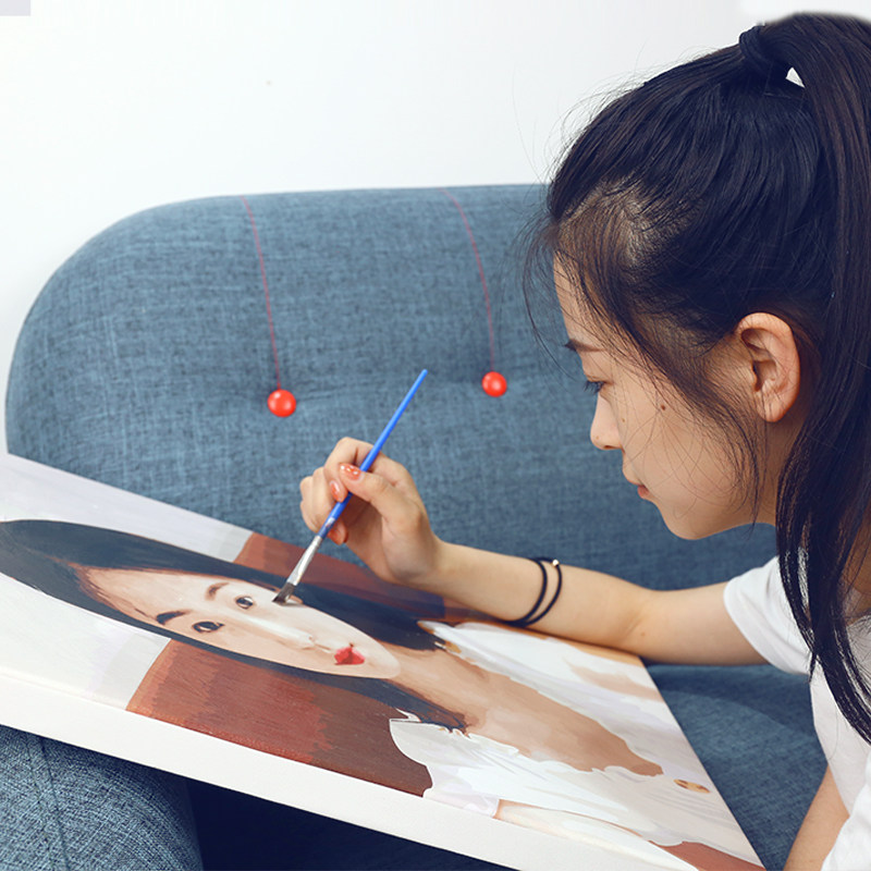 diy数字油画定制照片人物手工礼物人像画油彩画油画填色治愈卡通