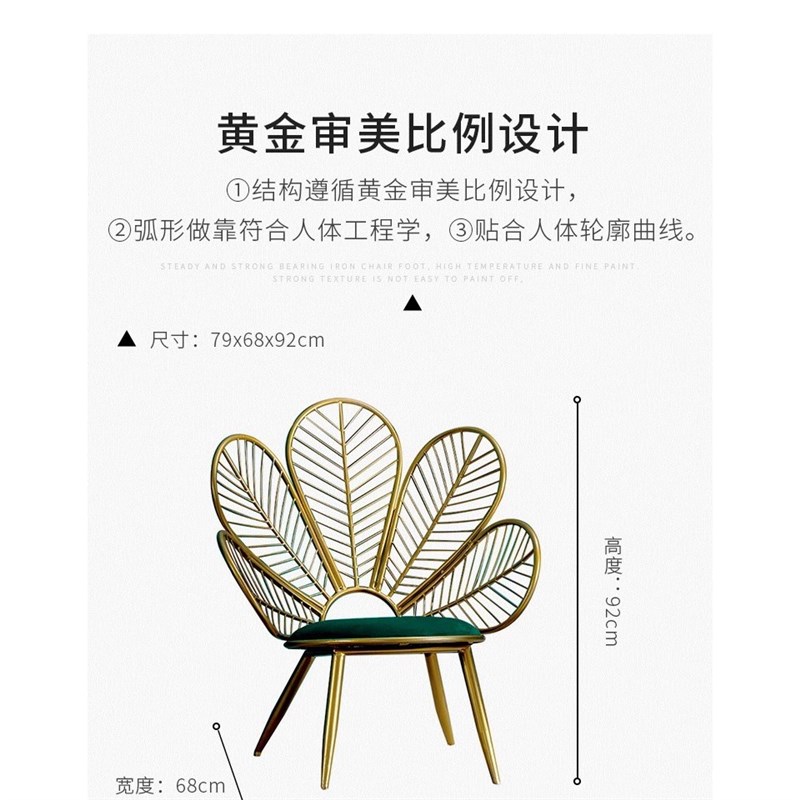 北欧铁艺单人沙发椅简约美甲店客厅阳台椅子创意个性网红老虎凳