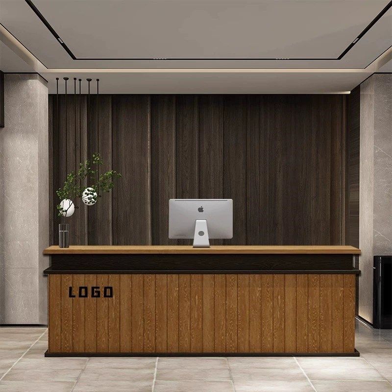 工业风餐厅饭店柜台小型复古收银台吧台酒馆清吧前台订制转角logo