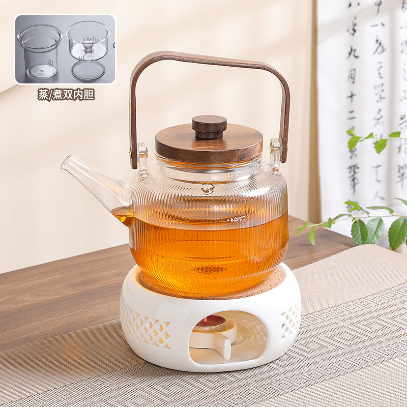 耐热玻璃蒸煮水果茶壶套装蜡烛加热底座下午茶具养生花茶壶茶杯
