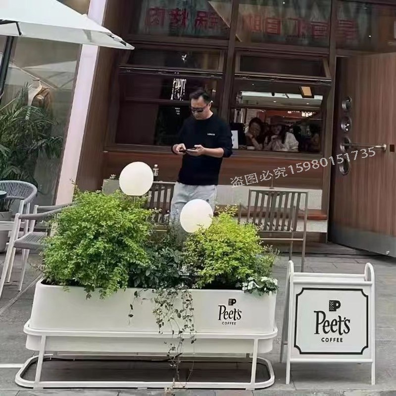 户外铁艺花箱奶茶咖啡店外摆围栏花架商业街广场隔断落地花槽花箱