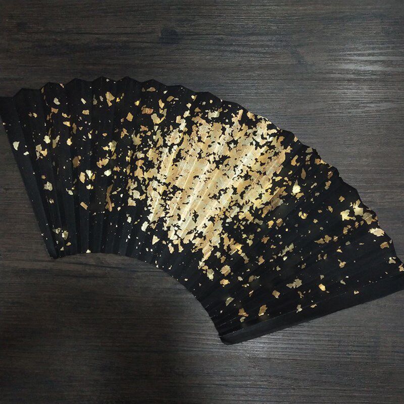 苏州传统工艺爆炸金贴金双面黑苏工空白扇面9/9.5寸文玩扇子适合