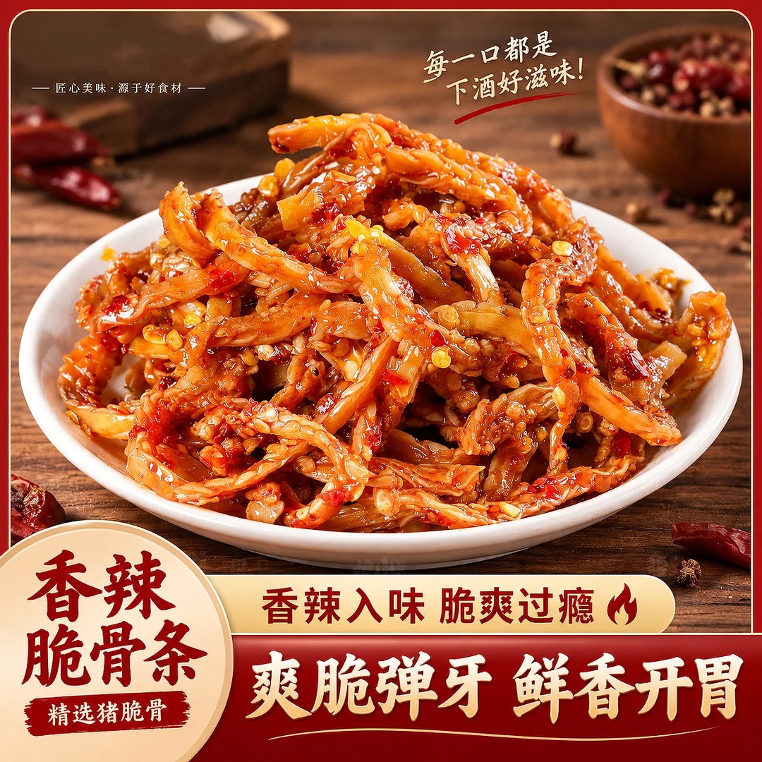 【一口Q弹爽脆！】猪脆骨条湖南特色香辣解馋开袋即食追剧解馋