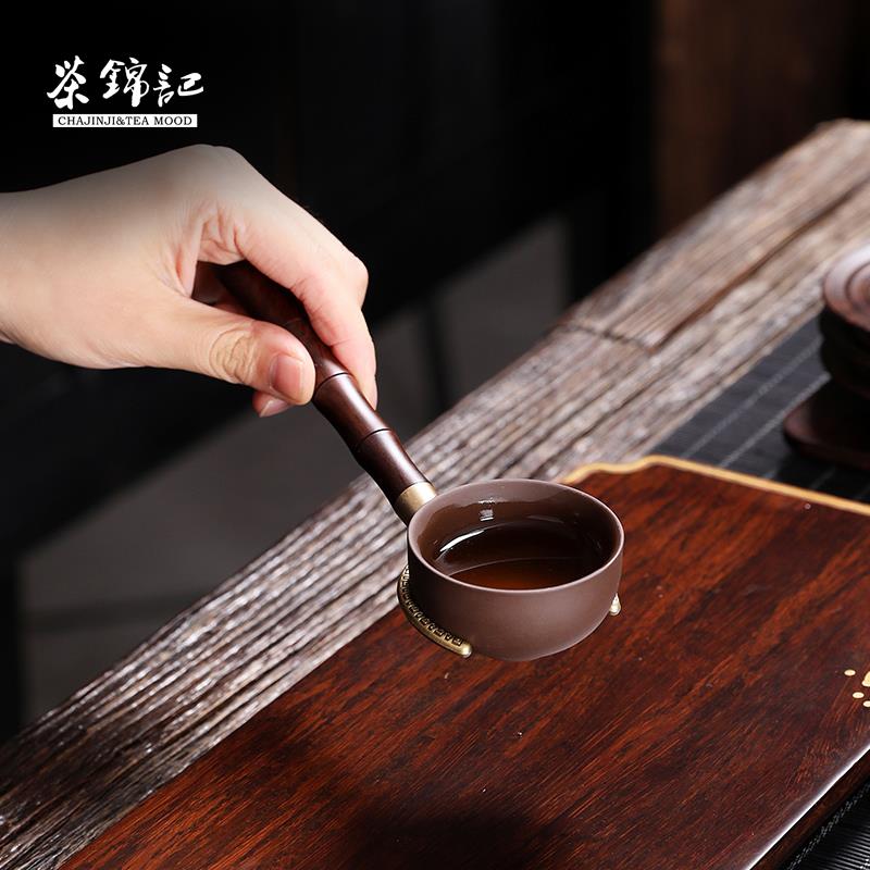 茶锦记黑檀木六君子实木家用简约茶具茶道配件摆件茶则茶夹养壶笔