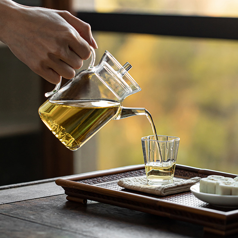 中式仿宋执壶加厚耐热玻璃小茶壶家用绿茶壶专用茶具办公室泡茶器